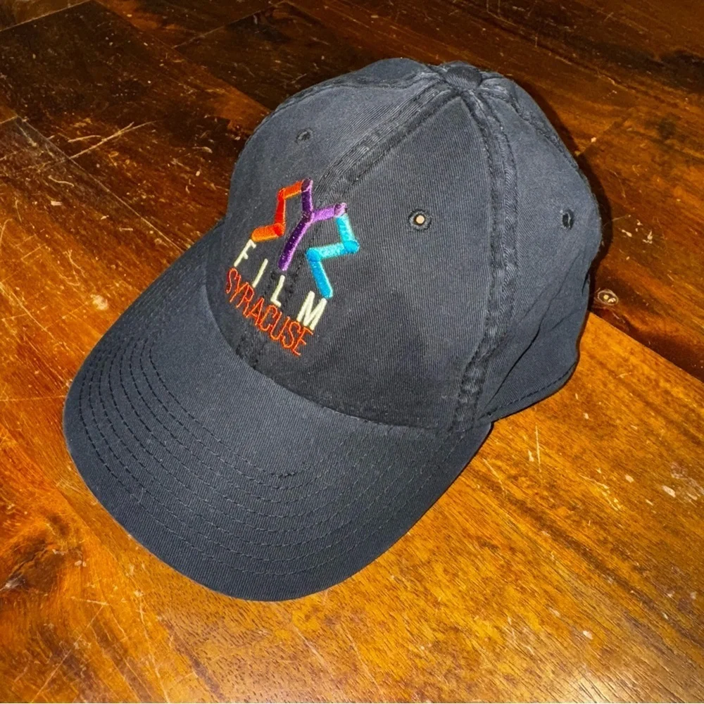 Rare Vtg Syracuse Hat Embroidered “SYR” FILM SYRACUSE Black Adjustable Hat Cap